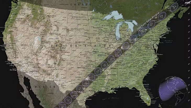 Mapa por onde será observar o eclipse solar 