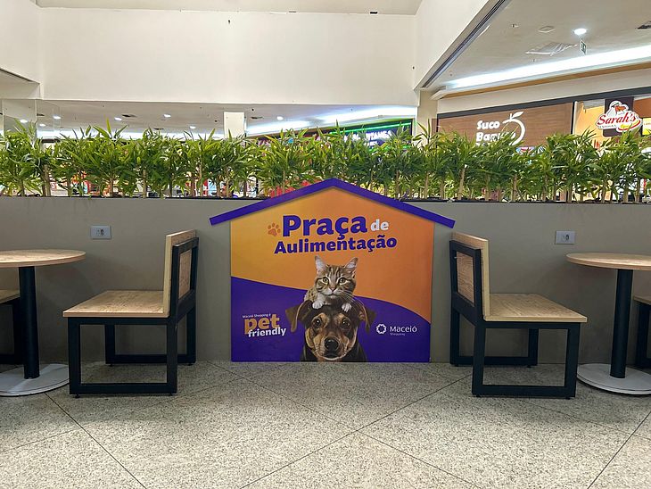 Praça Pet de Alimentação está localizada próximo à Praça de Alimentação 2, perto dos cinemas, no Maceió Shopping