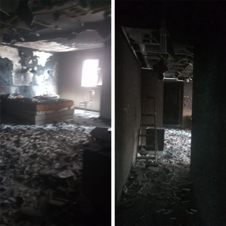 O interior do apartamento ficou destruído com as chamas