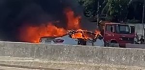 Vídeos: carro bate em mureta, pega fogo e motorista morre carbonizado em Teotônio Vilela