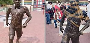 Moradores de Juazeiro cobram a retirada da estátua de Daniel Alves de uma praça da cidade