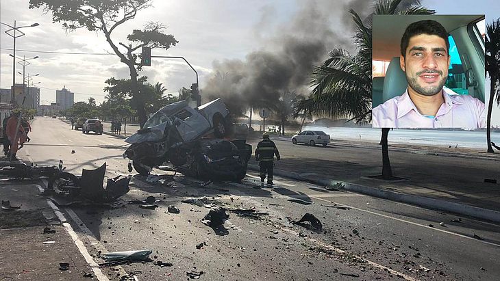 Tiago dirigia a caminhonete que colidiu com carros parados num semáforo. 