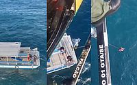 Vídeos: tripulantes de embarcação de AL são resgatados após ficarem à deriva no mar de Sergipe