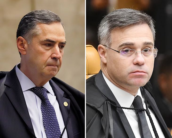 Os ministros Luís Roberto Barroso e André Mendonça