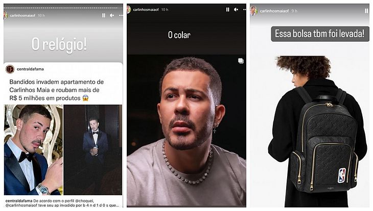 Carlinhos Maia divulgou alguns dos itens furtados pelos criminosos